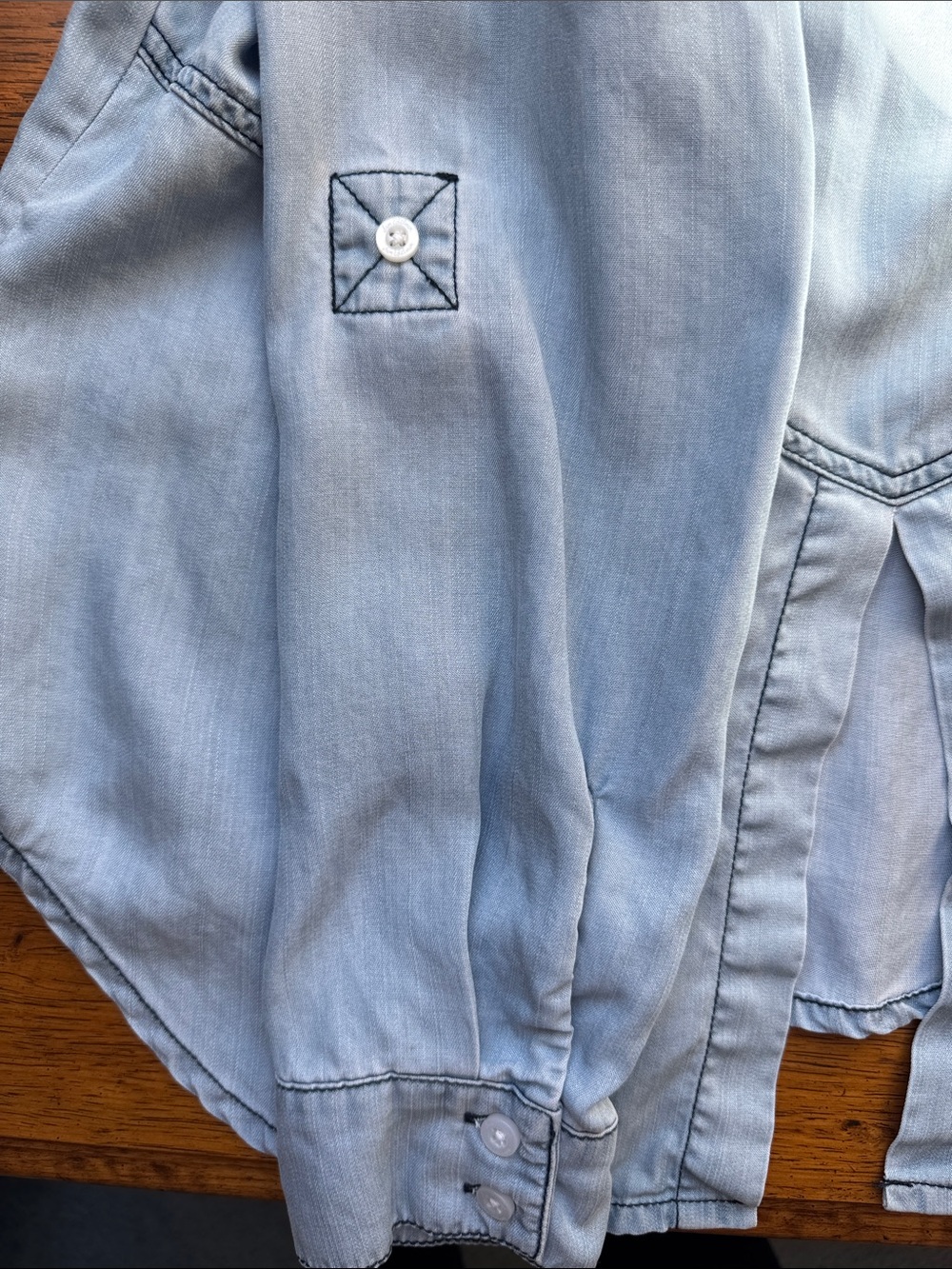 Sam Edelman Light Blue Denim Button-Front Jacket - Picture 7 of 8